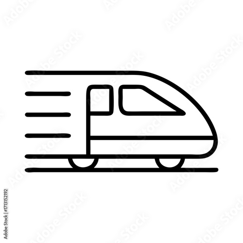 High speed train vector illustration, modern bullet train, transportation icon, railway travel line art