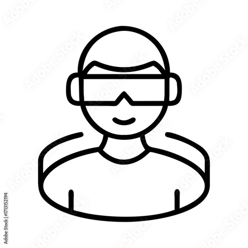 Person wearing vr headset vector illustration for virtual reality gaming and metaverse concept design