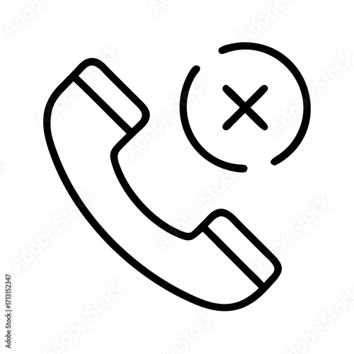 Missed call icon telephone receiver with cross symbol for communication and connection design