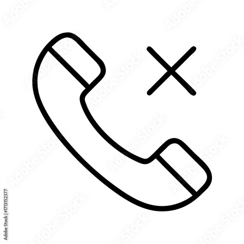 Phone call rejected icon vector illustration for communication and contact with cross symbol sign