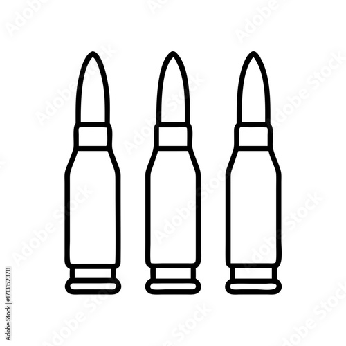 Three ammunition bullets vector illustration for shooting range or military concept design use