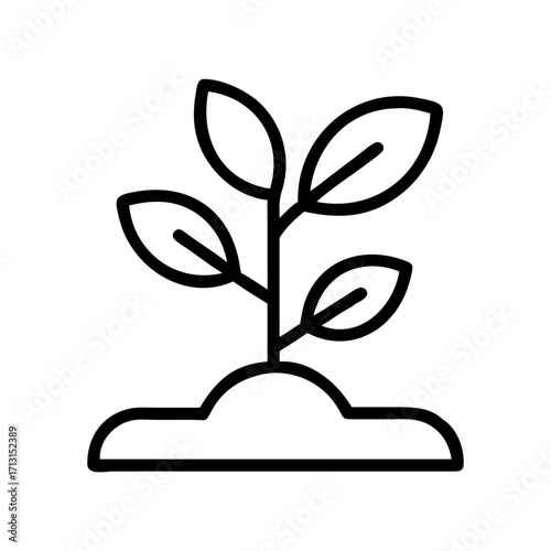 Seedling icon vector illustration, plant growing in soil, sprout sign, agriculture and gardening concept