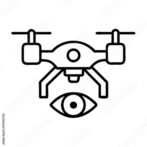 Drone surveillance technology for aerial photography and videography with eye symbol concept