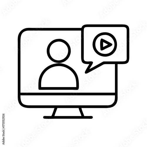 Online video conference call icon vector illustration for business meeting and webinar concept