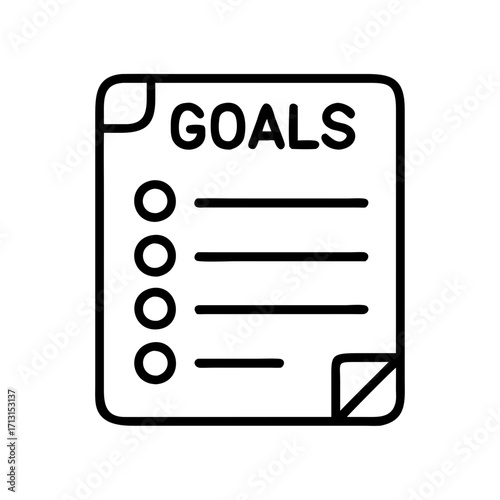 Goals list vector icon for planning and achieving success in business and personal life tasks