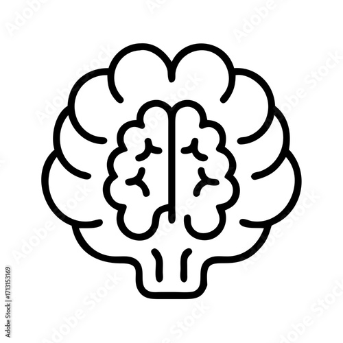 Brain health illustration for mental wellness and cognitive function with brain icon outline