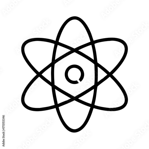 Atom symbol science icon physics chemistry nuclear energy model structure electron orbits vector