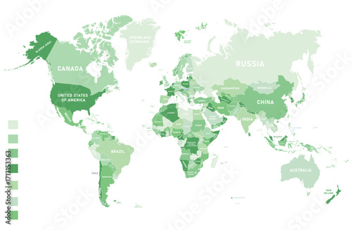High detail World Map with country names vector illustration	
