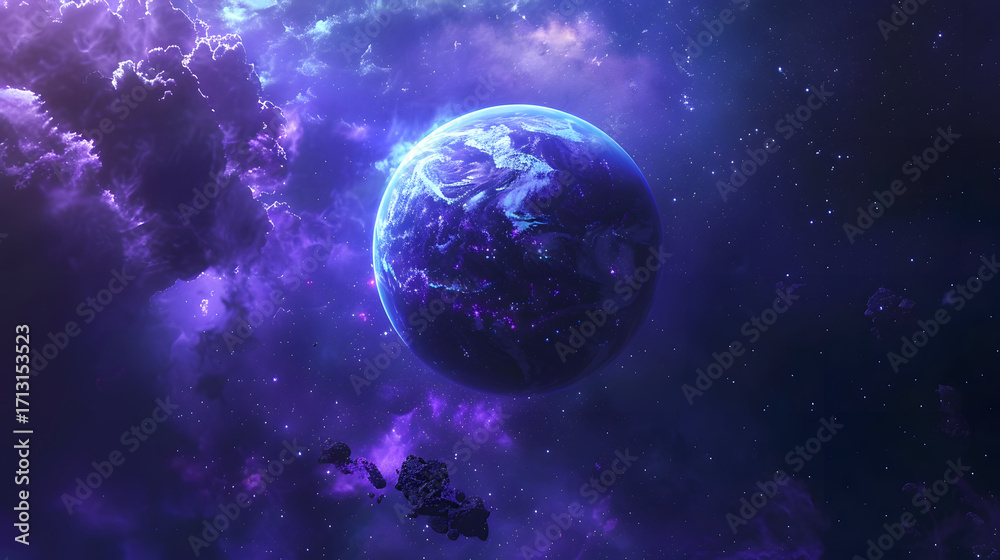 Obraz premium Surreal glowing planet in deep space 