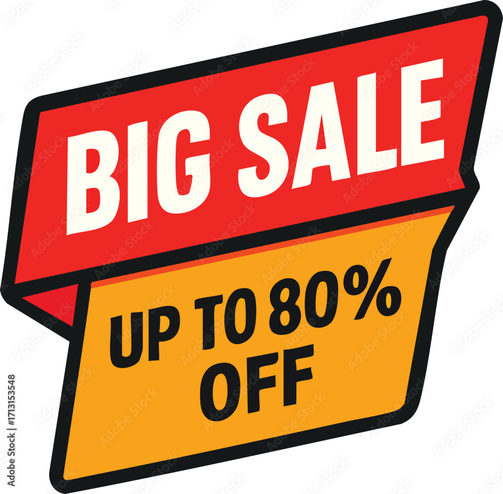 Fototapeta premium Big Sale Banner with Up to 80 Percent Off Discount Offer for Customers.