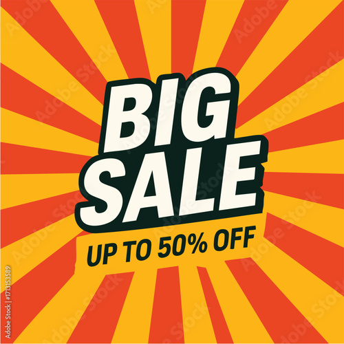 Big Sale up to 50 off promotional banner.