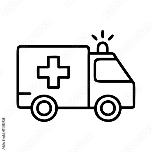 Ambulance vector icon emergency medical service transportation healthcare outline drawing design