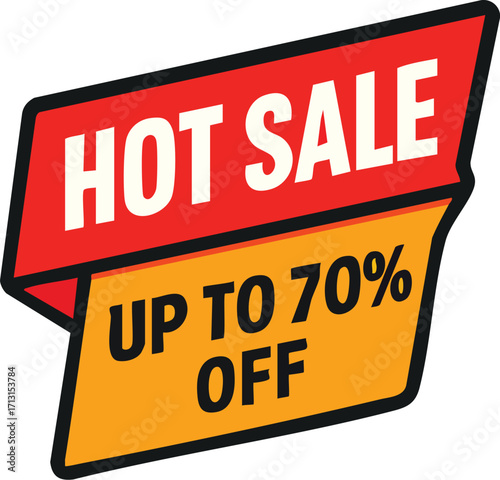 Hot Sale Up to 70 Off Promotion Sign.