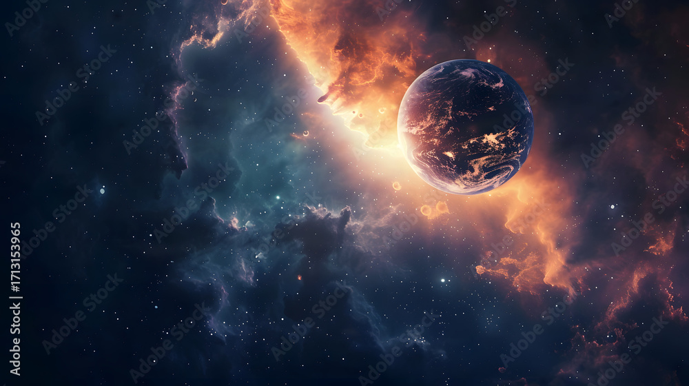 Obraz premium Surreal glowing planet in deep space 