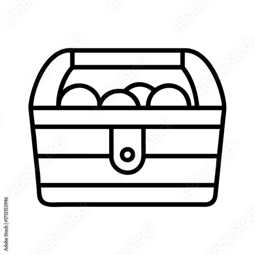 Treasure chest filled with gold coins illustration vector for pirate adventure game asset design