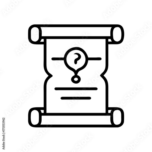Mystery scroll icon vector graphic design concept for unknown document and quest concept art