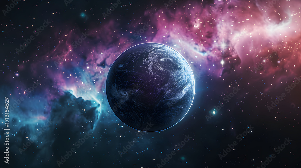 Obraz premium Surreal glowing planet in deep space 