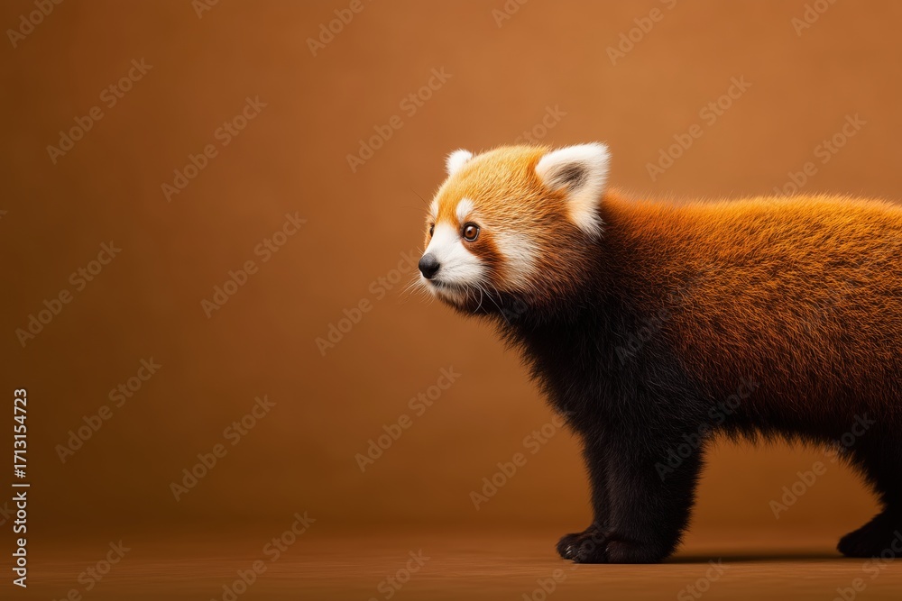 Obraz premium studio portrait of red panda on brown background