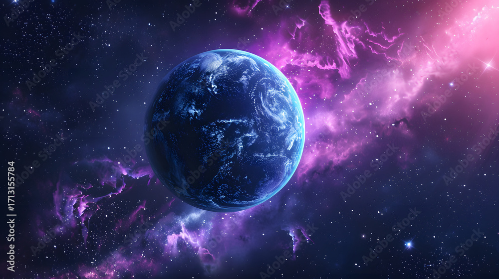 Obraz premium Surreal glowing planet in deep space 