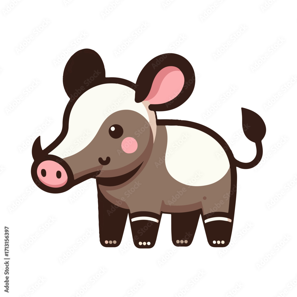 Fototapeta premium Cute Vector Illustration of a Tapir
