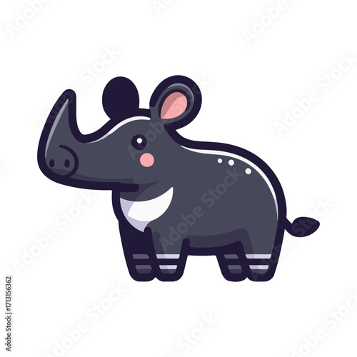 Cute Vector Illustration of a Tapir