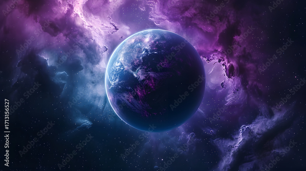 Fototapeta premium Surreal glowing planet in deep space 