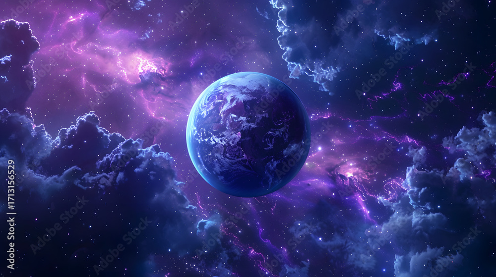 Fototapeta premium Surreal glowing planet in deep space 