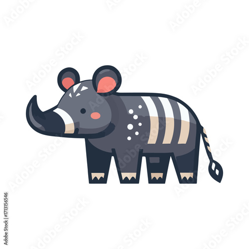 Cute Vector Illustration of a Tapir
