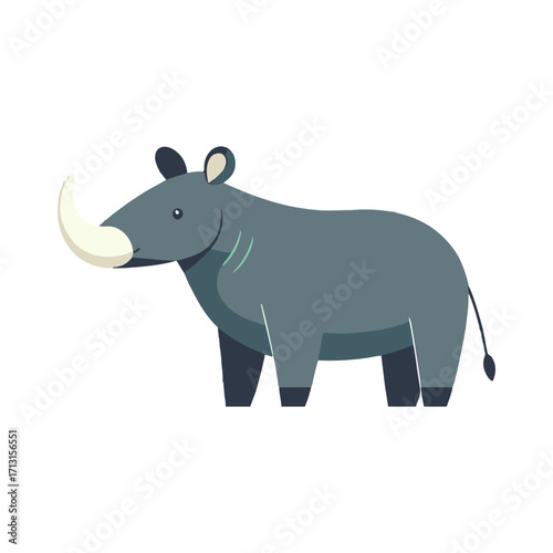 Cute Vector Illustration of a Tapir