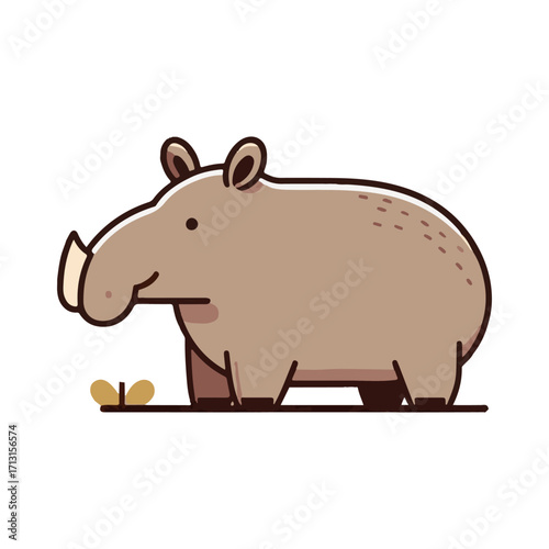 Cute Vector Illustration of a Tapir