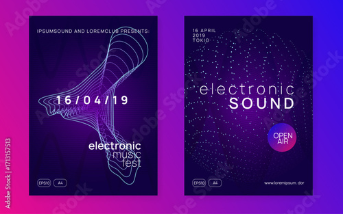 Music Design. Violet Night Club Poster. Dance Festival Element. Psychedelic Radio Illustration. Green Discotheque Background. Party Event. Electro Invite. Pink Music Design