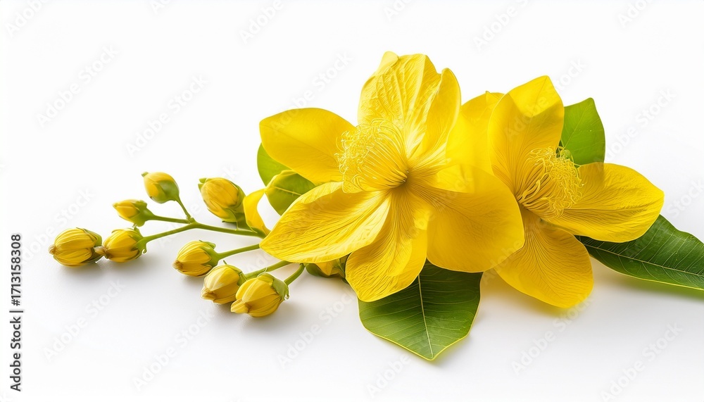 Fototapeta premium Yellow Golden Shower Flower Cassia Fistula Flower Isolated On White Background
