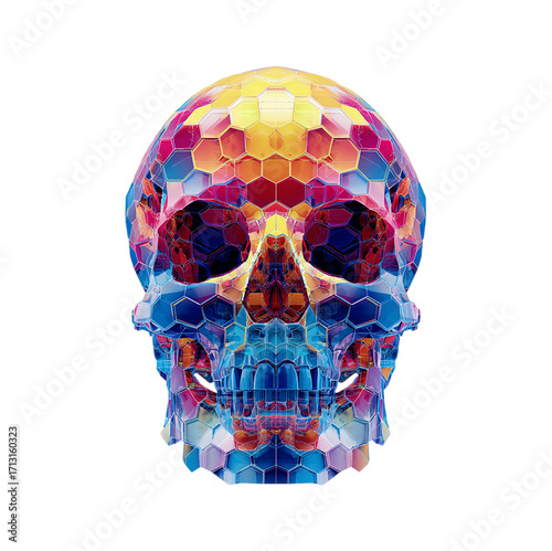 Stunning vibrant mosaic skull art for edgy design projects and creative campaigns, a modern twist on traditional imagery for impactful visuals that grab attention