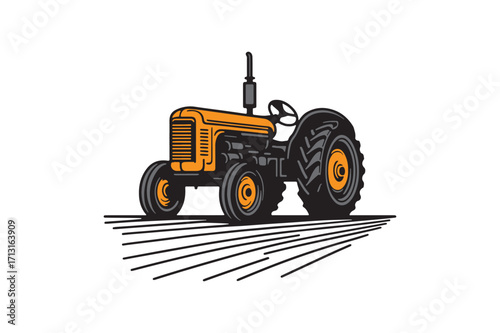 vintage tractor vector silhouette