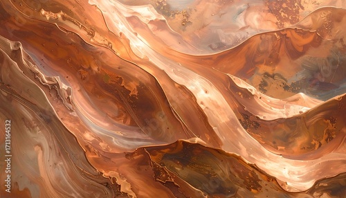 A captivating abstract artwork showcases flowing, textured layers in warm, earthy tones.
