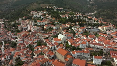 Drone Panoramic View of Covilha Town in Central Portugal
