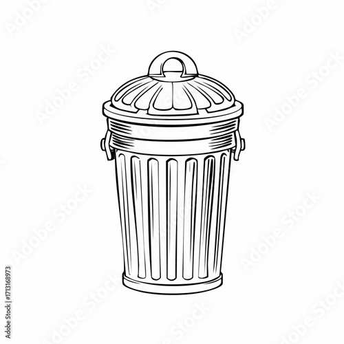 Trash bin with lid outline trash can waste