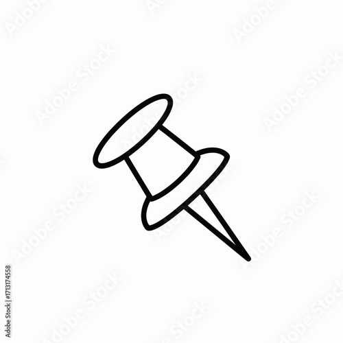 Action of Pinning, Subject of a Push Pin, Location on a Surface, Content Type Illustration, Environment Minimalist, Viewpoint Top-Down, Concept Design