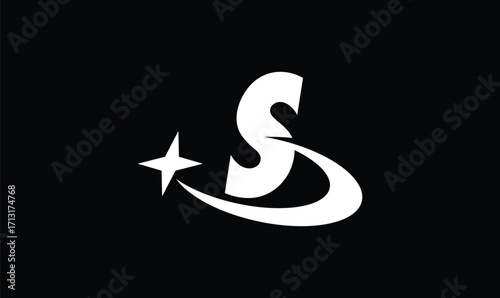 s logo with star, s logo design with shooting star, minimal letter s, Vector Logo Design, simple s star logo design, 