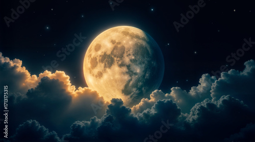 night sky with moon and clouds