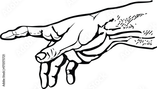 Outstretch forearm plead action on white paper Vector Image