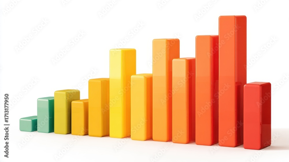 Fototapeta premium A bar chart clipart, business growth element, colorful 3D illustration, bold design, isolated on white background.
