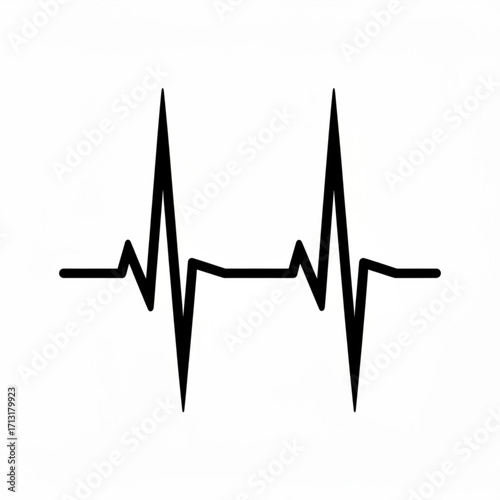 Black line graph depicting a heart rhythm with sharp peaks on a white background showcasing health data created with generative ai