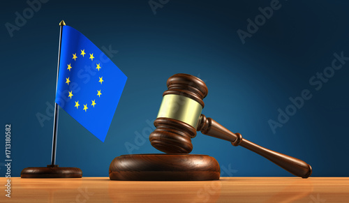 European Union Law Justice And Legal System EU Flag Judge Gavel