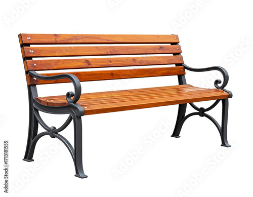 Wooden bench isolated on a transparent background.