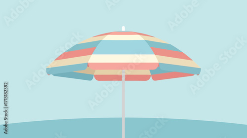 Colorful Beach Umbrella: The vibrant and cheerful beach umbrella invites you to relax, offering a refreshing escape and shade from the sun on a clear day.