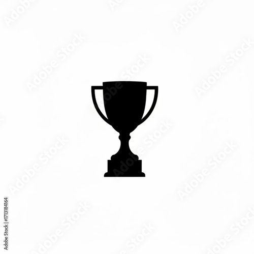 Silhouette depiction of a trophy with handles and a pedestal base against a white background design element created with generative ai