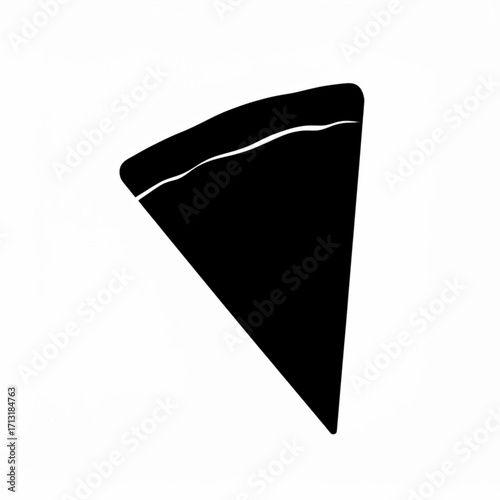 A single slice of pizza with a black crust and a white sauce line isolated on a white background image created with generative ai
