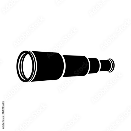 A black and white illustration of a spyglass telescope with multiple sections on a white background