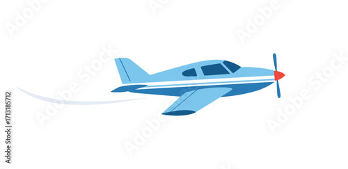 Flying Airplane: A light aircraft soars through the sky, leaving a graceful vapor trail, symbolizing flight, travel, and adventure.